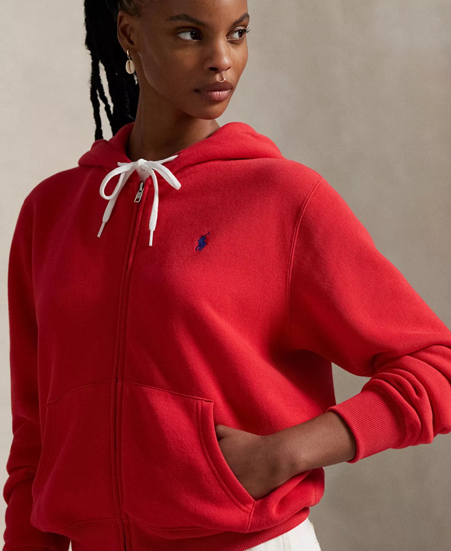 Ralph Lauren Women's Fleece Full-Zip Hoodie - Deep Orangey Red
