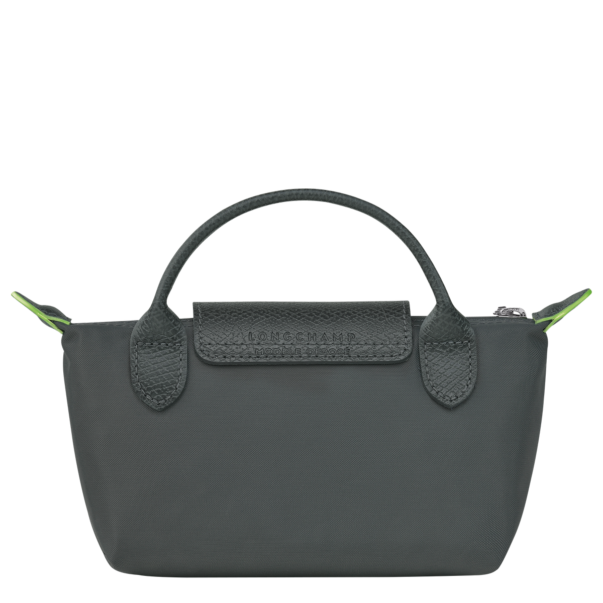 Longchamp Le Pliage Green Pouch With Handle-Graphite - Hemen Teslimde