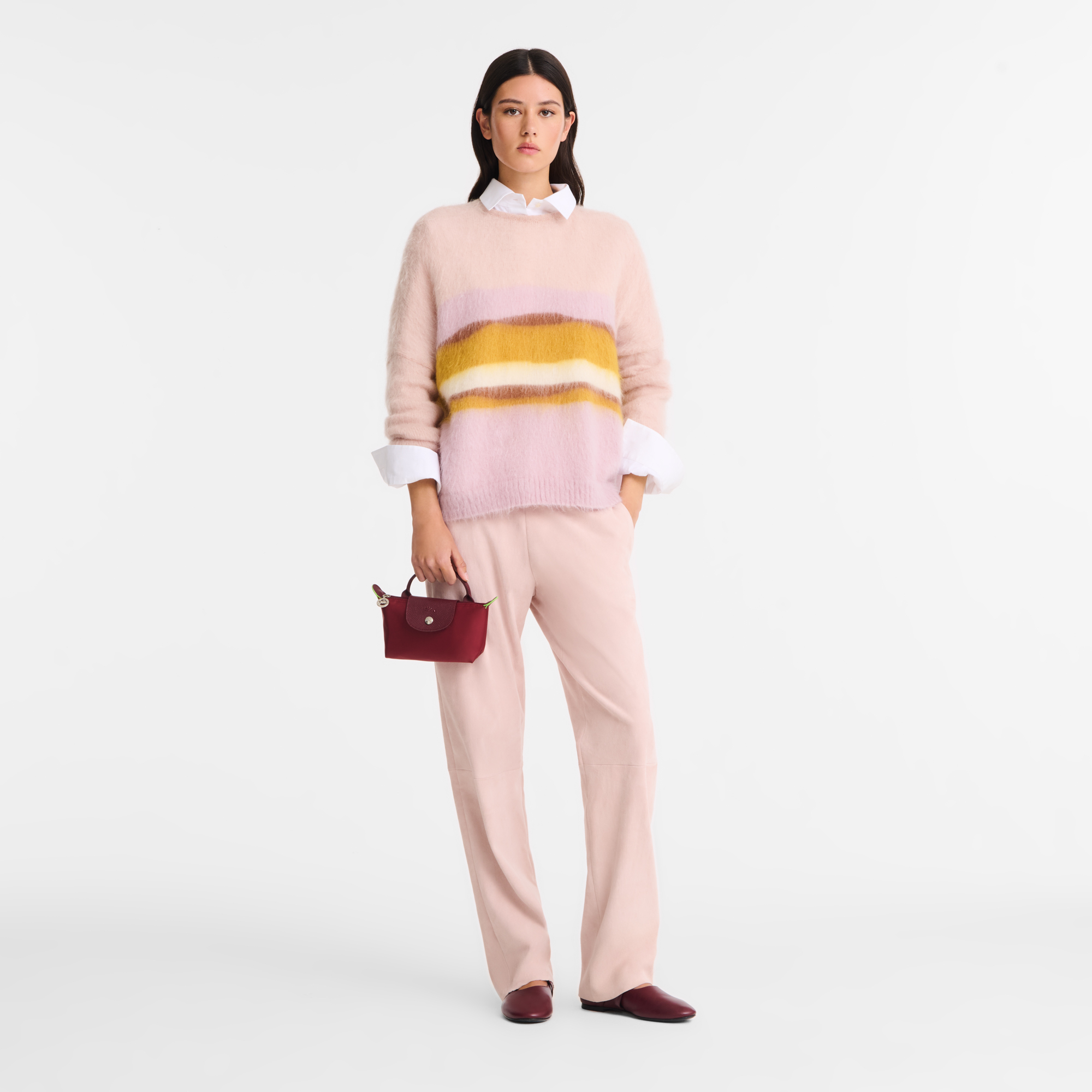 Longchamp Le Pliage Green Pouch With Handle-Pomegranate