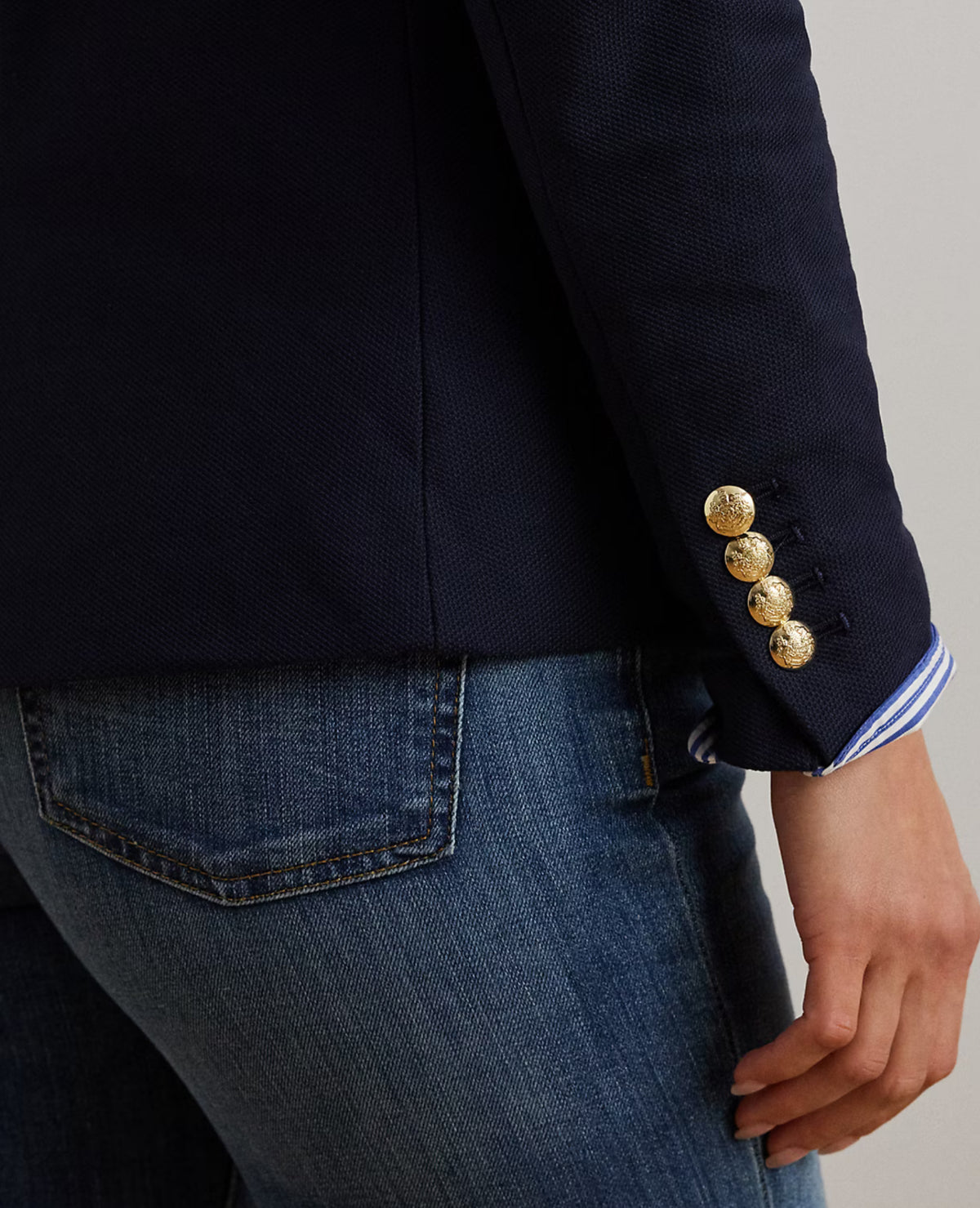 Ralph Lauren Women Bullion Jacquard Blazer  -  Lauren Navy