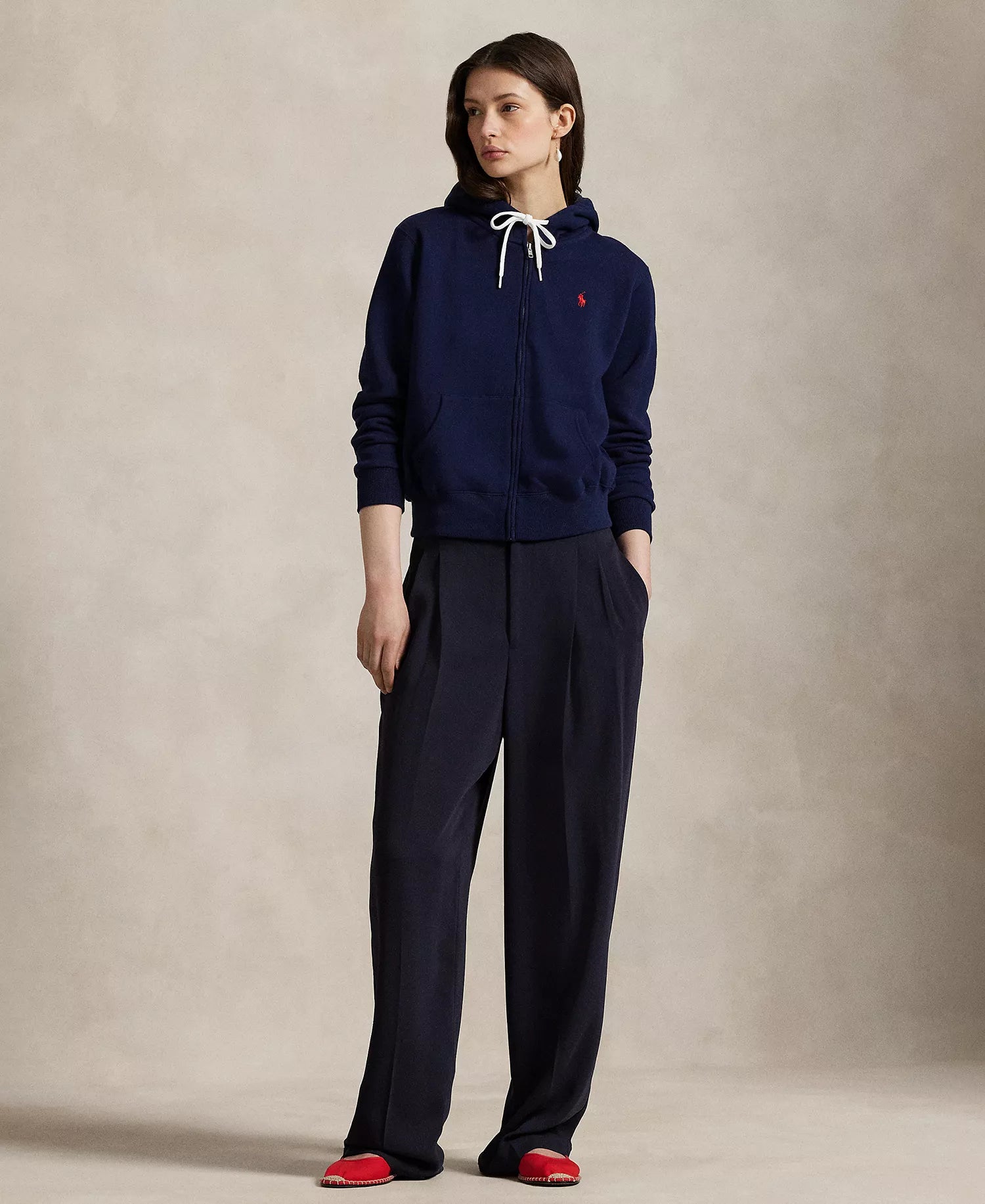 Ralph Lauren Women's Fleece Full-Zip Hoodie-Blue