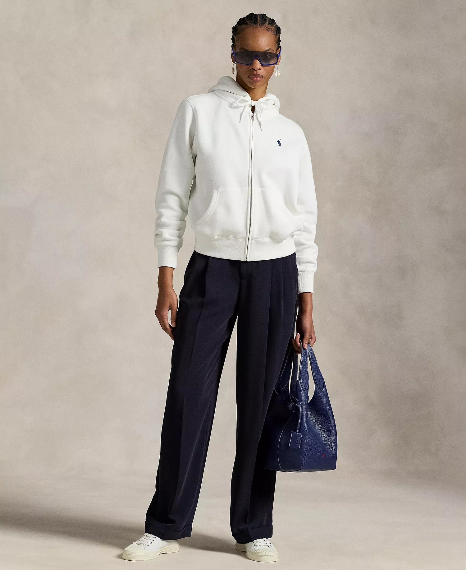 Ralph Lauren Women's Fleece Full-Zip Hoodie - White – Kanadadan Kapına