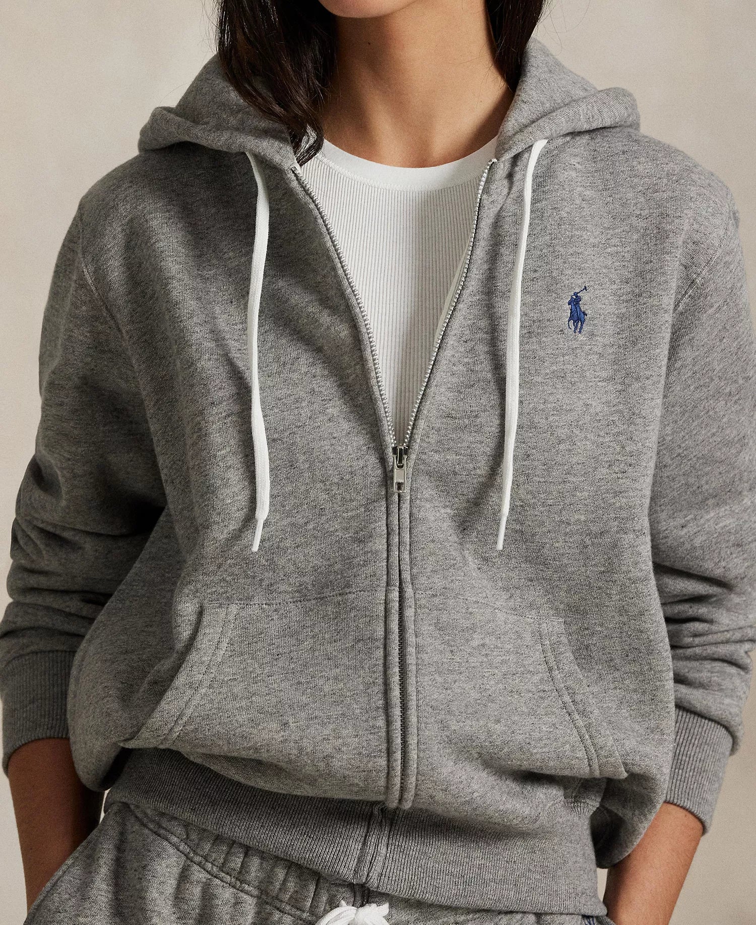 Ralph Lauren Women's Fleece Full-Zip Hoodie-Grey
