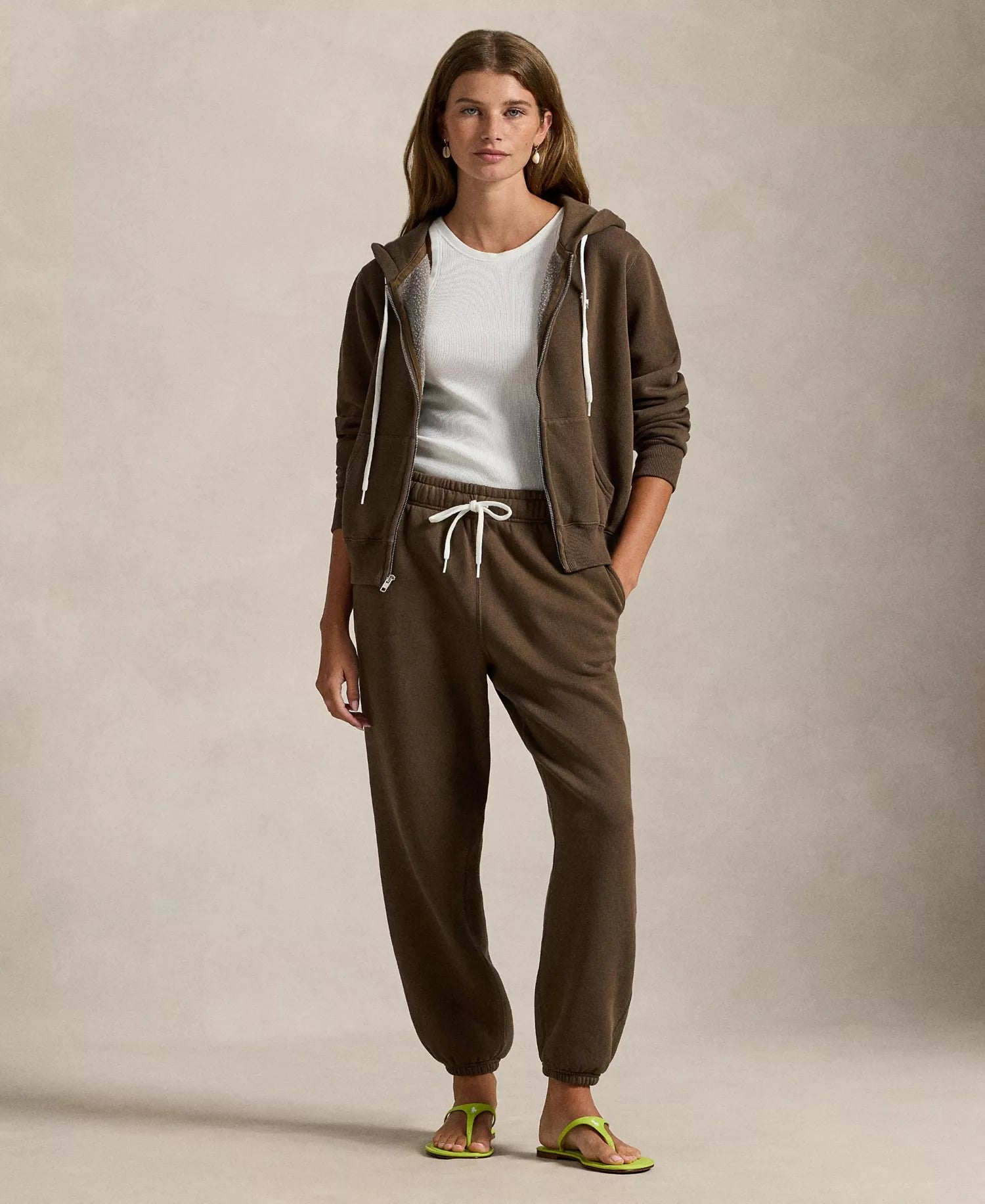 Ralph Lauren Women's Fleece Drawstring Sweatpants-York Brown