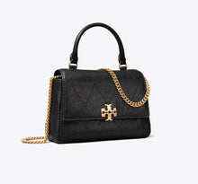 TORY BURCH MINI CHARLIE QUILTED TOP-HANDLE CROSSBODY - black