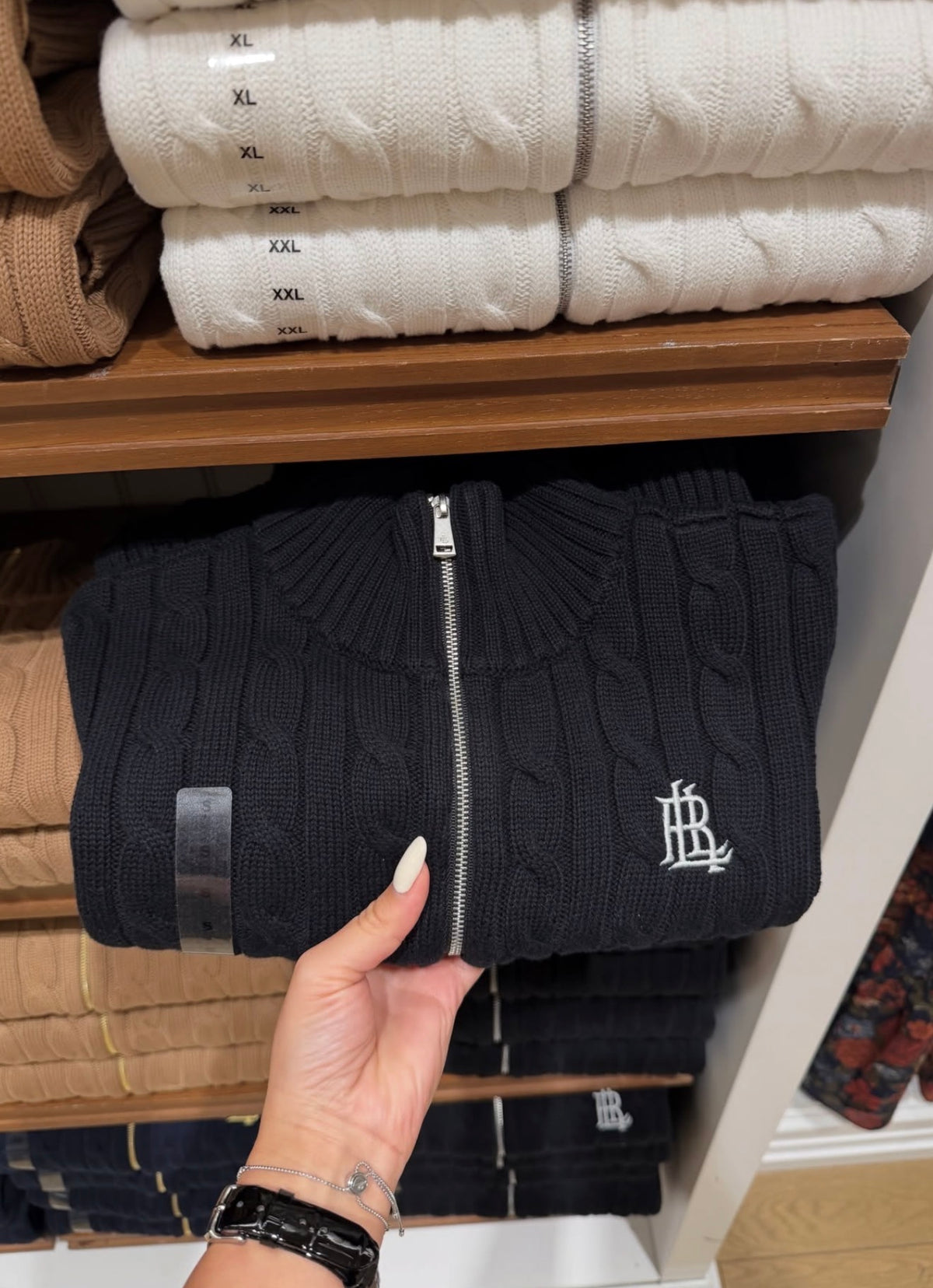Ralph Lauren Cable-Knit Full-Zip Mockneck Sweater