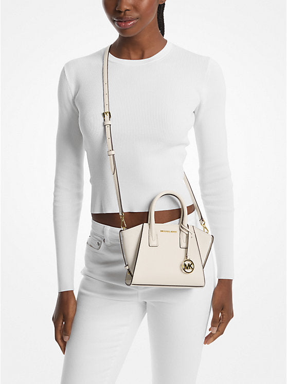 Michael Kors Avril Extra-Small Leather and Suede Satchel-LT CREAM