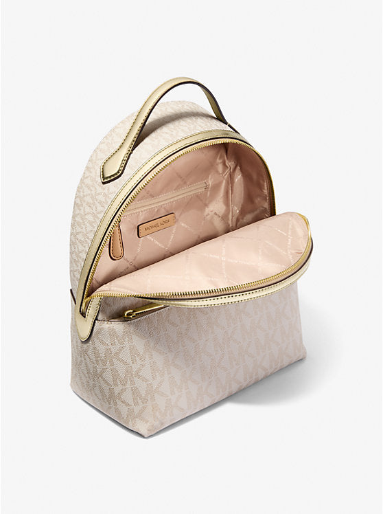 Michael Kors Sheila Medium Two-Tone Signature Logo Backpack-PALE GOLD