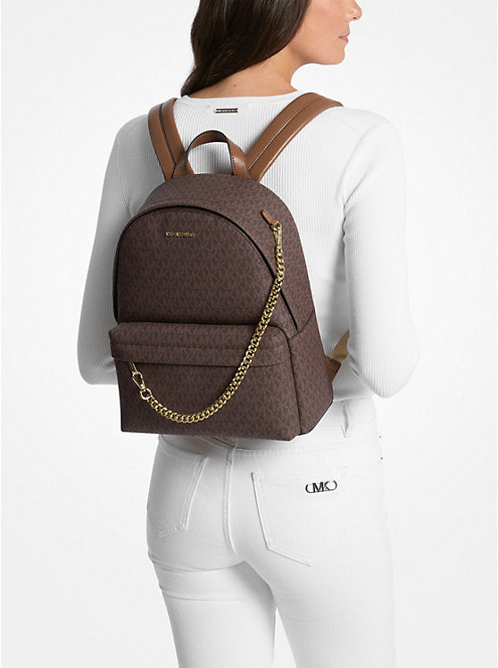 Michael Kors Slater Medium Signature Logo Backpack-BROWN - Hemen Teslimde