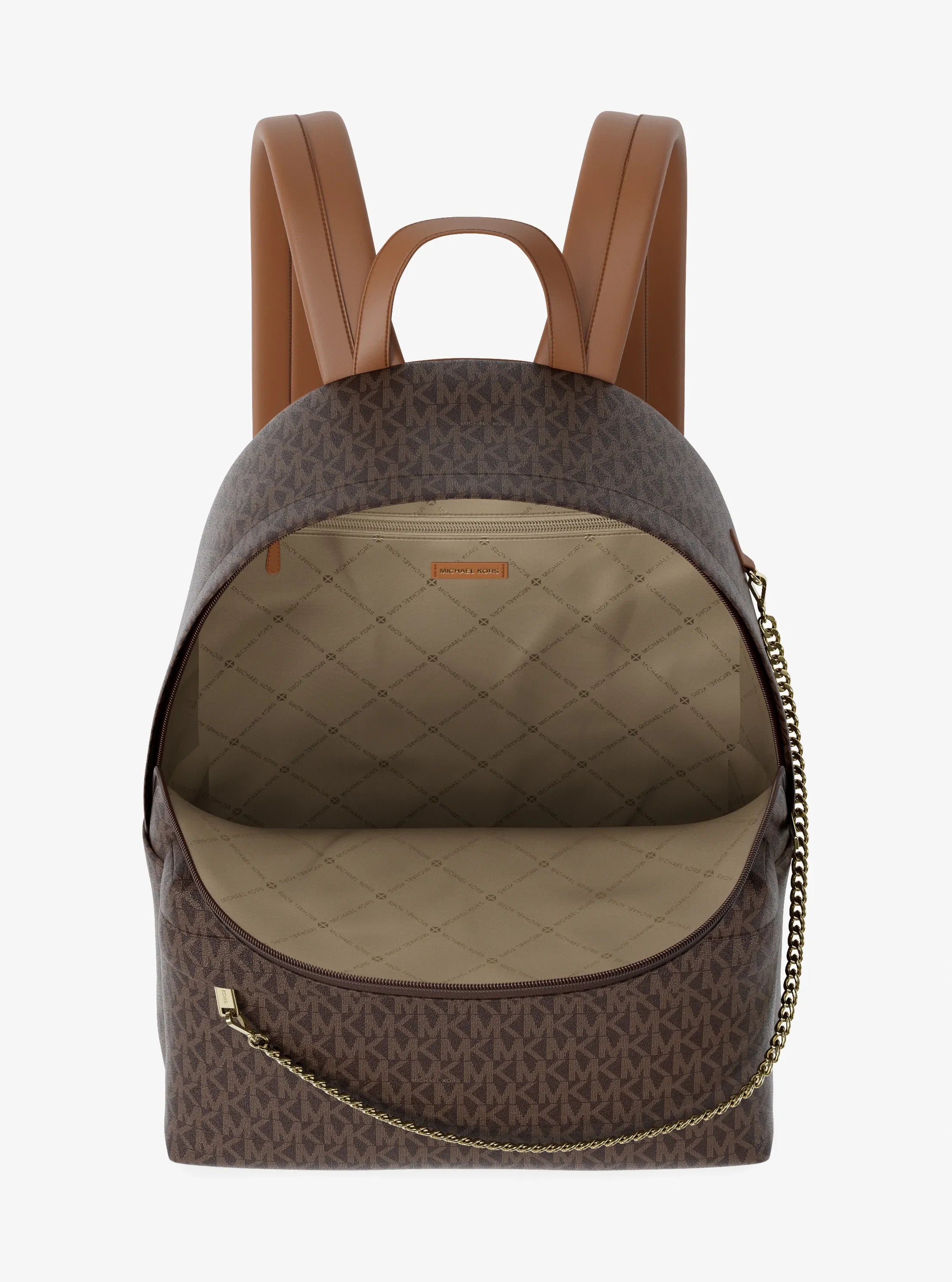 Michael Kors Slater Large Signature Logo Backpack-BROWN