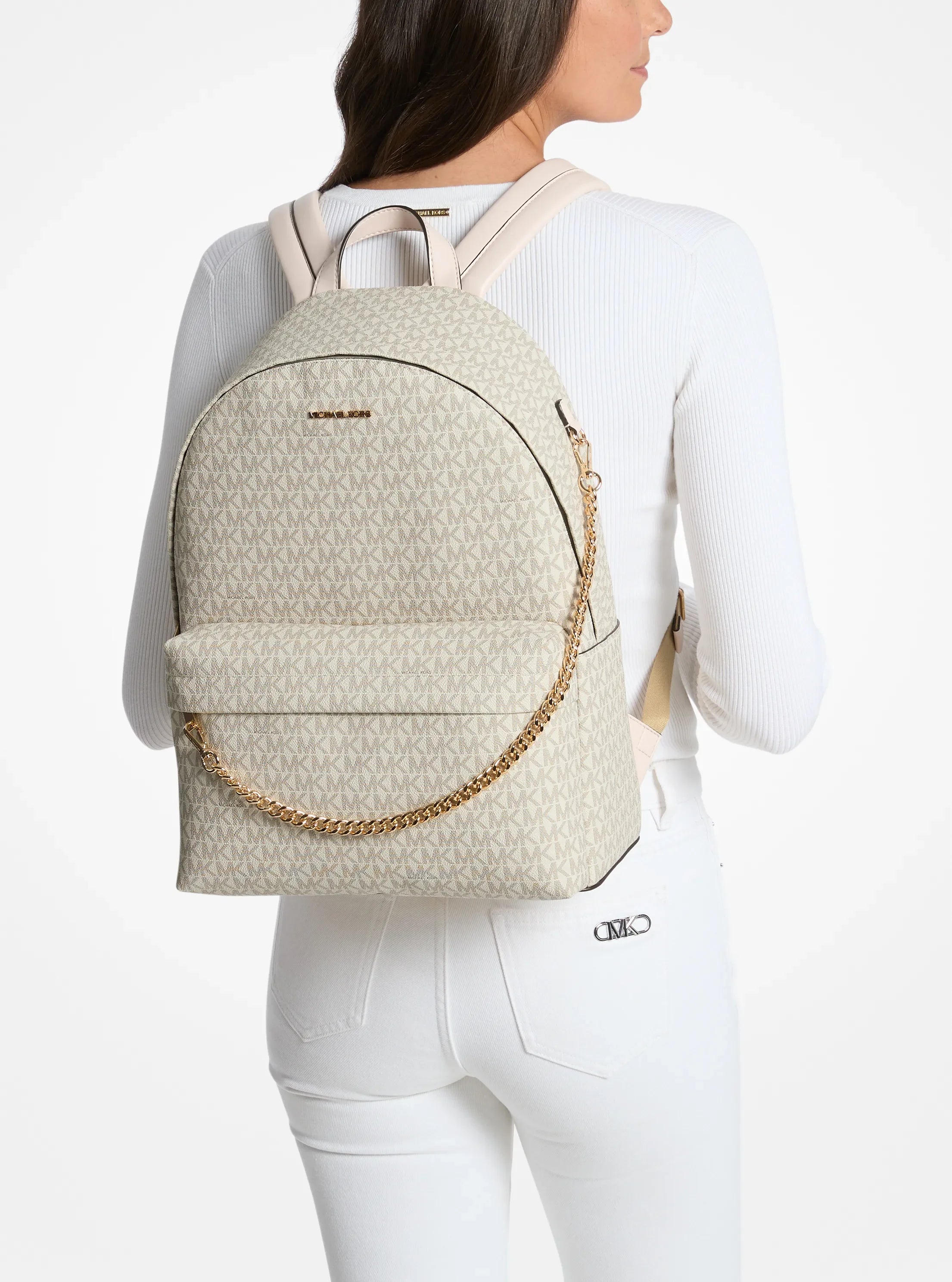 Michael Kors Slater Large Signature Logo Backpack-LT CRM MULTI