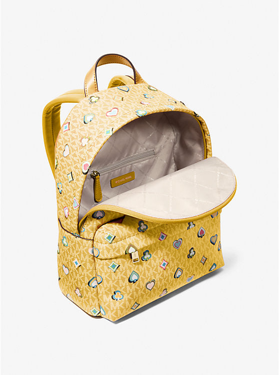 Michael Kors Slater Medium Printed Signature Logo Backpack-HONEY