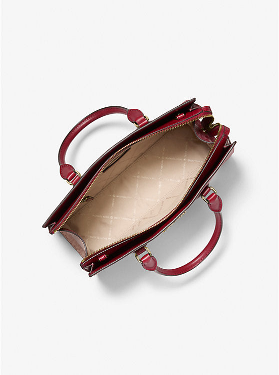 Michael Kors Sheila Medium Two-Tone Metallic Signature Logo Satchel-CHERRY MULTI