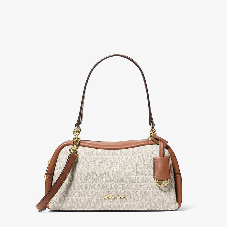 Michael Kors Cecily Small Signature Logo Shoulder Bag-VANILLA-Hemen Teslim