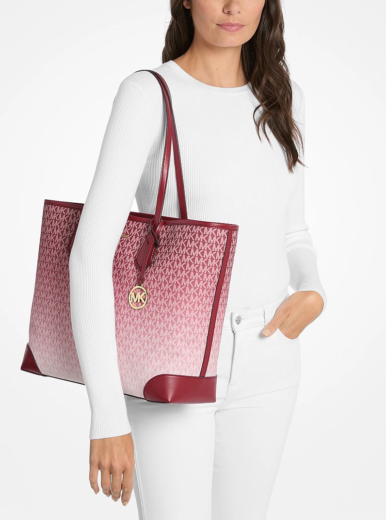 Michael Kors Eva Large Ombré Signature Logo Tote Bag-CHERRY