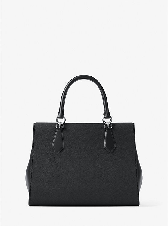 Michael Kors Marilyn Medium Saffiano Leather Satchel-BLACK