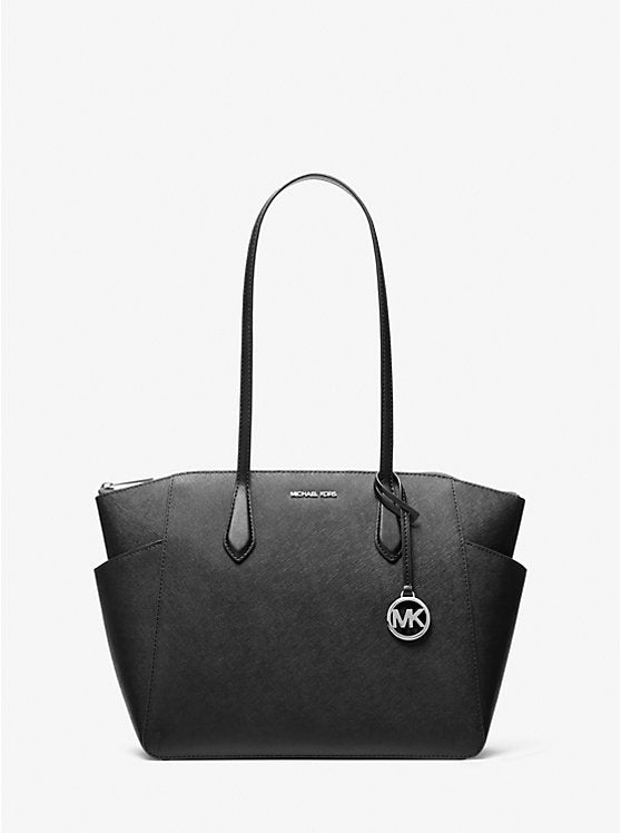 Michael Kors Marilyn Medium Saffiano Leather Tote Bag- BLACK