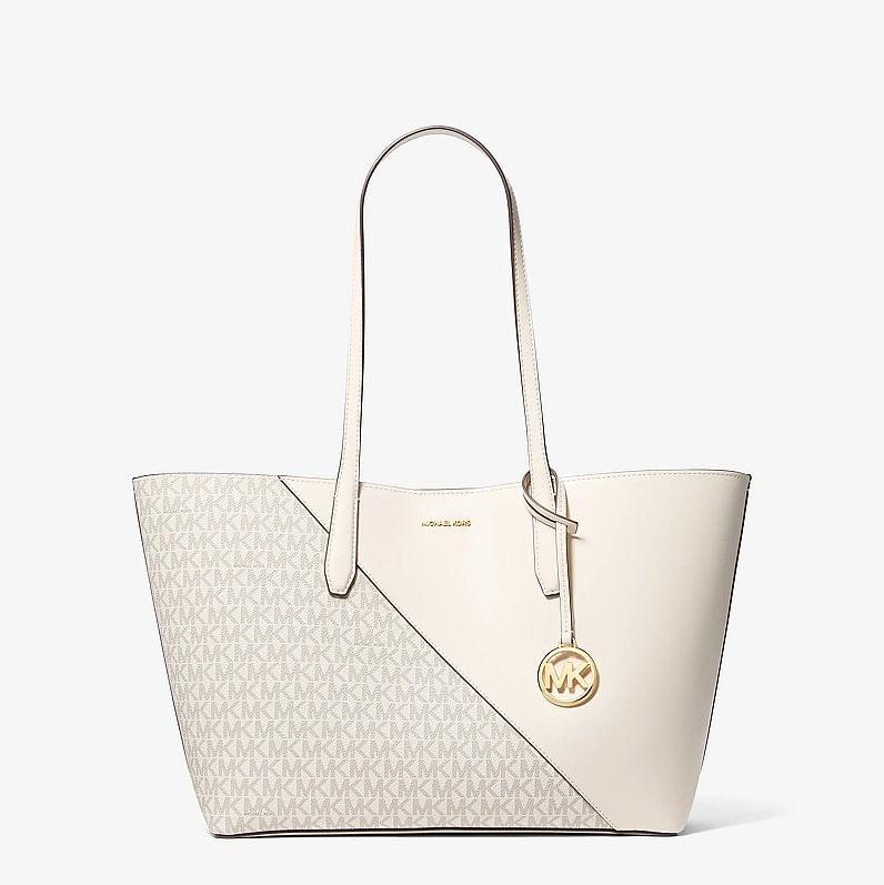 Michael Kors Avalon Medium Smooth and Signature Logo Tote Bag-LT CRM MULTI