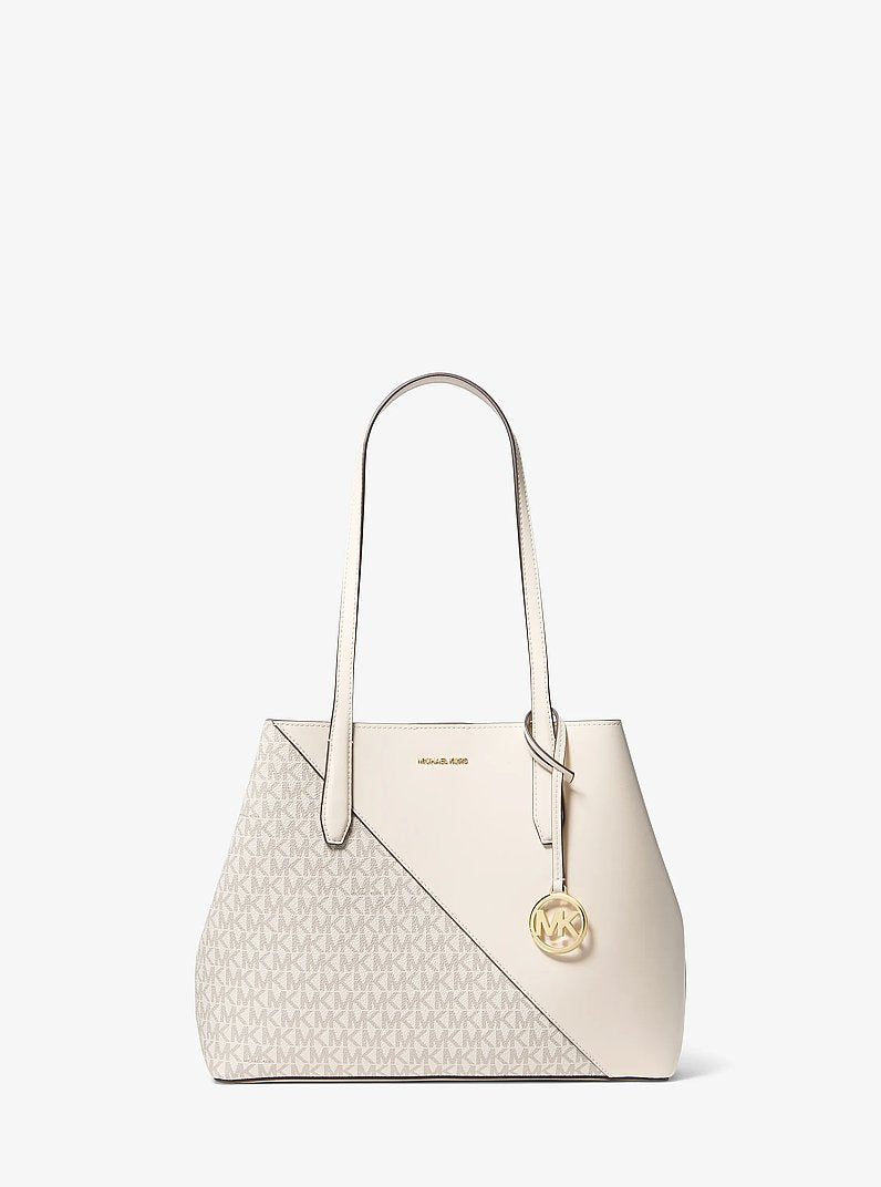 Michael Kors Avalon Medium Smooth and Signature Logo Tote Bag-LT CRM MULTI