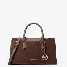 Michael Kors Arden Medium Signature Logo Top-Zip Satchel-NUTMEG