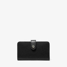 Michael Kors Jet Set Travel Medium Pebbled Leather Billfold Wallet- BLACK