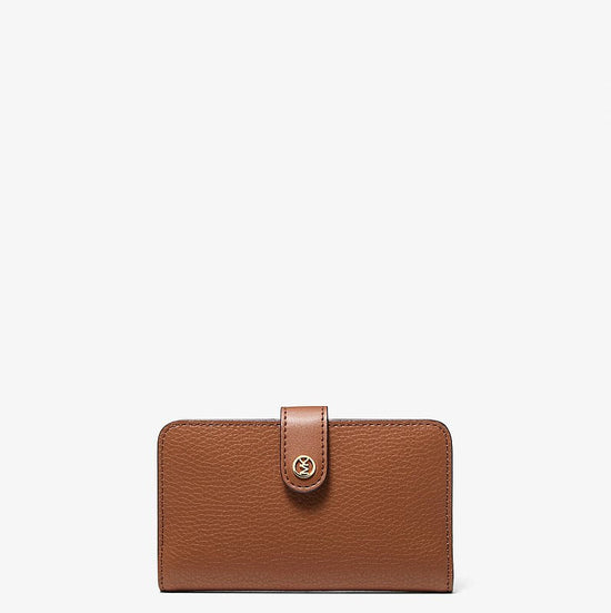 Michael Kors Jet Set Travel Medium Pebbled Leather Billfold Wallet-  LUGGAGE