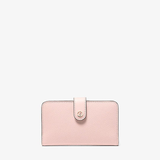 Michael Kors Jet Set Travel Medium Pebbled Leather Billfold Wallet-POWDER BLUSH