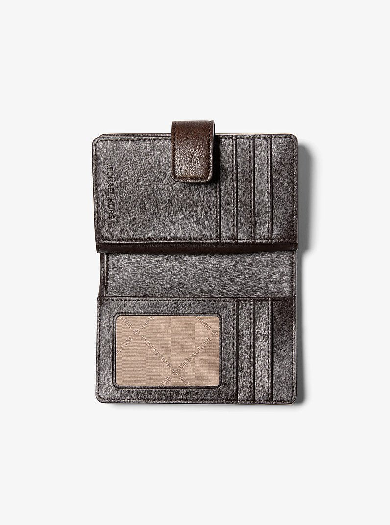 Michael Kors Jet Set Travel Medium Logo Embossed Burnished Wallet-CHOCOLATE