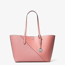 Michael Kors Avalon Medium Signature Logo and Smooth Tote Bag-SUNSET ROSE