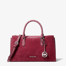 Michael Kors Arden Medium Signature Logo Top-Zip Satchel- MAROON
