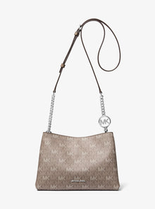 Michael Kors Christina Small Signature Logo Crossbody Bag-MUSHROOM