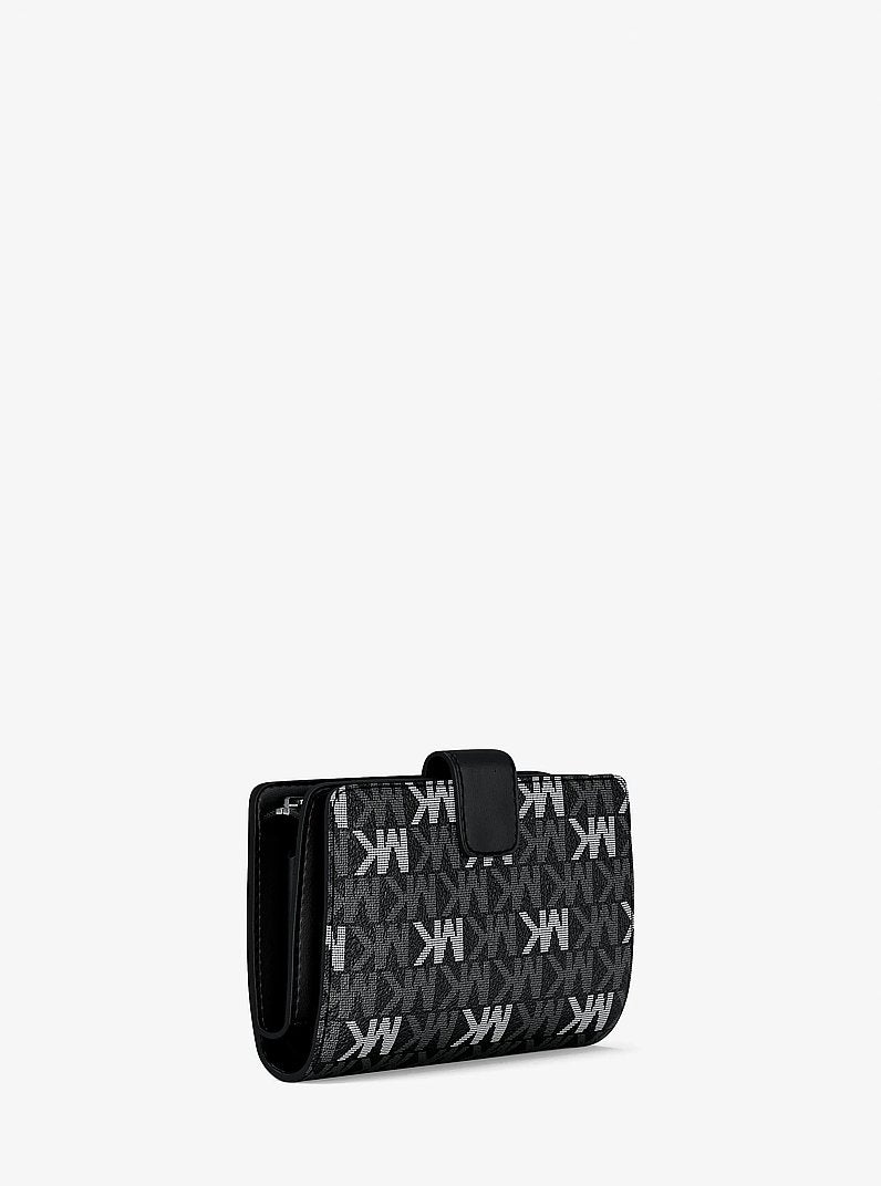 Michael Kors Jet Set Travel Medium Signature Logo Billfold Wallet-BLACK
