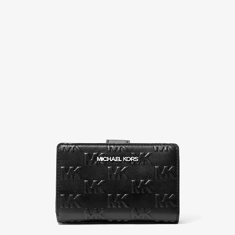 Michael Kors Jet Set Travel Medium Logo Embossed Wallet-BLACK