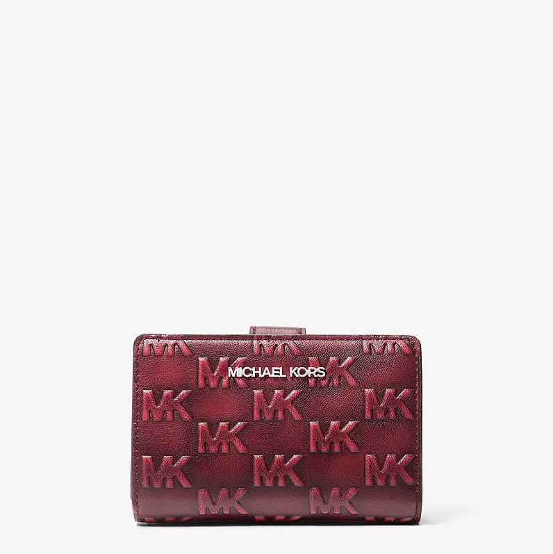 Michael Kors Jet Set Travel Medium Logo Embossed Wallet-MAROON