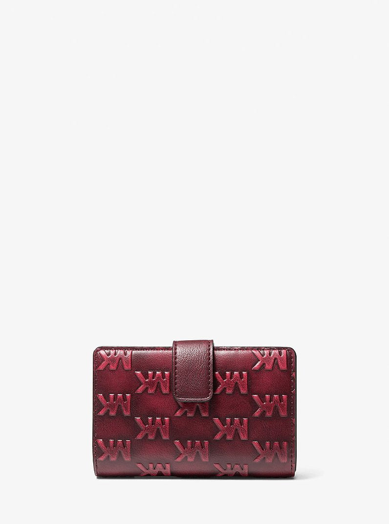 Michael Kors Jet Set Travel Medium Logo Embossed Wallet-MAROON