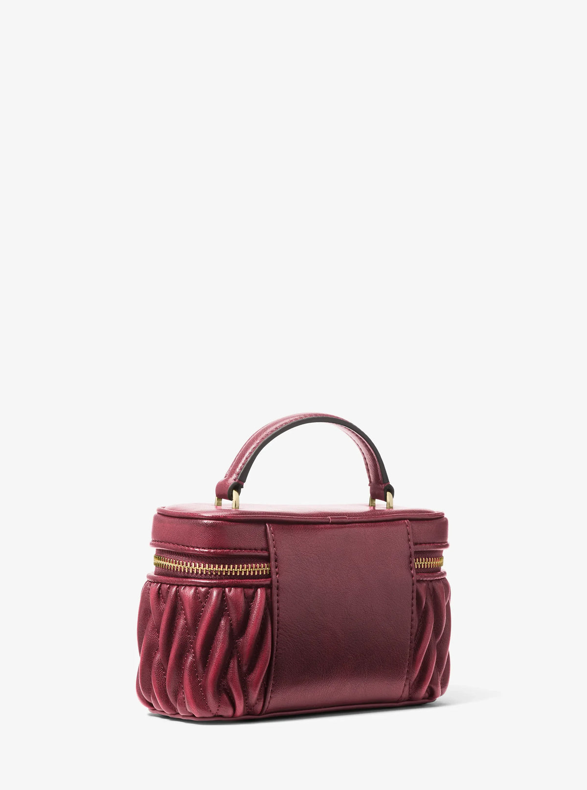 Michael Kors Vivi Small Matelassé Burnished Vanity Crossbody Bag-MAROON