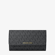 Michael Kors Jet Set Large Logo Tri-Fold Wallet-BLACK