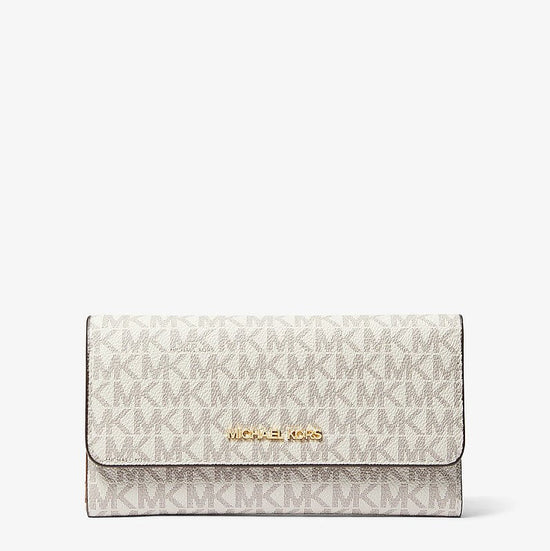 Michael Kors Jet Set Large Logo Tri-Fold Wallet-VANILLA