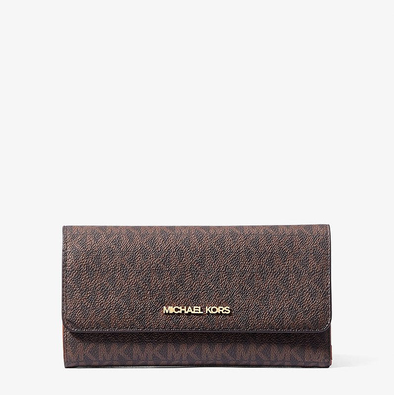 Michael Kors Jet Set Large Logo Tri-Fold Wallet-BROWN