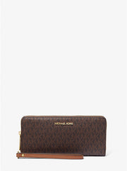 Michael Kors Jet Set Travel Large Logo Continental Wristlet-BROWN