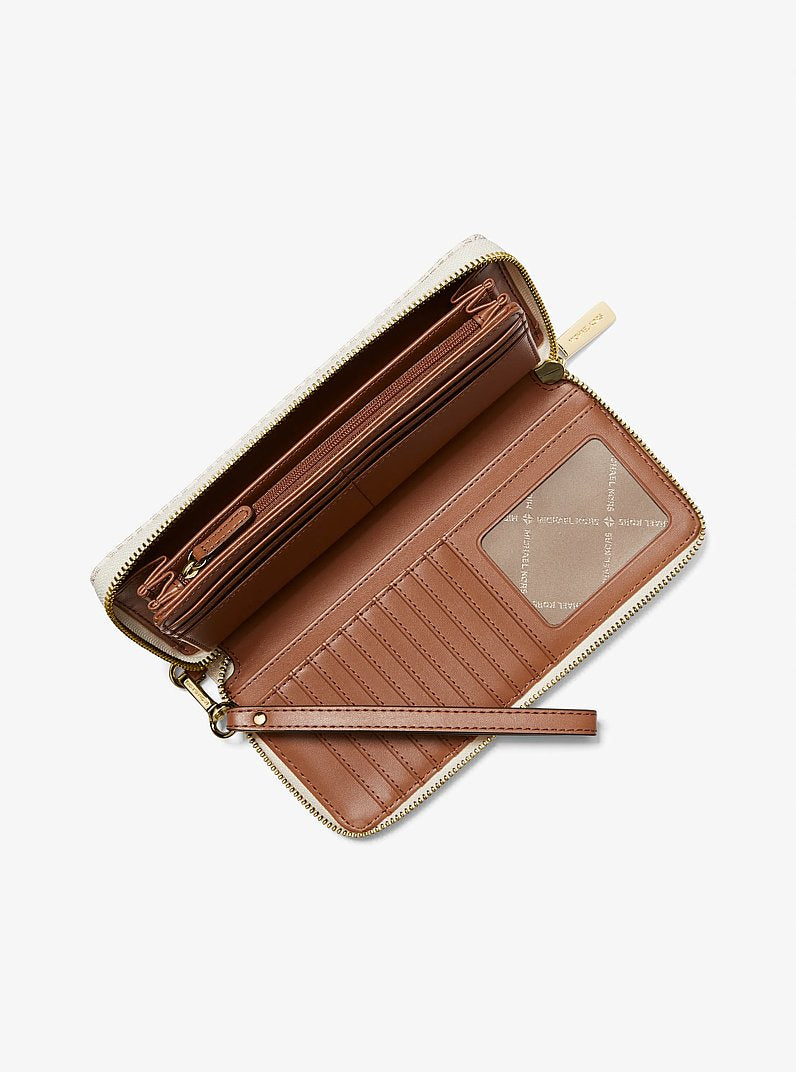 Michael Kors Jet Set Travel Large Logo Continental Wristlet-VANILLA