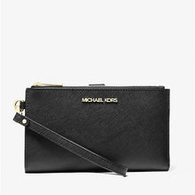 Michael Kors Jet Set Large Leather Smartphone Wristlet Wallet-BLACK