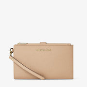 Michael Kors Jet Set Large Leather Smartphone Wristlet Wallet-CAMEL