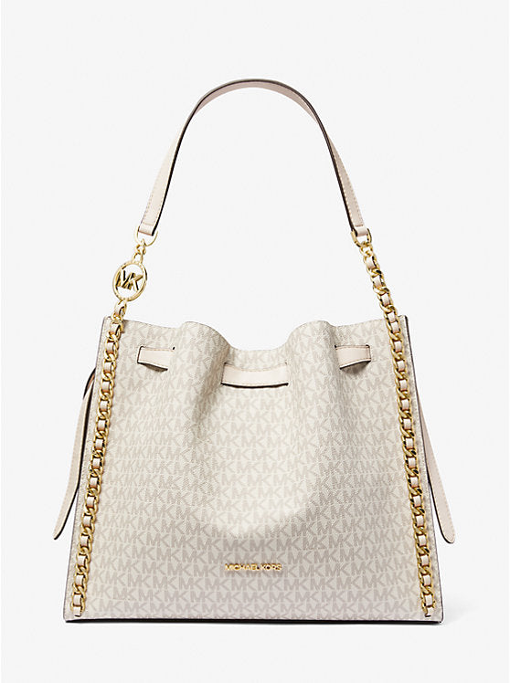 Michael Kors Mina Large Signature Logo Chain Shoulder Bag-LT CRM MULTI