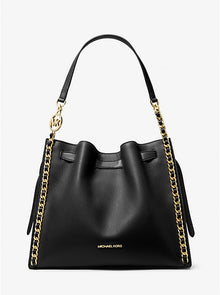 Michael Kors Mina Large Chain Shoulder Bag -BLACK
