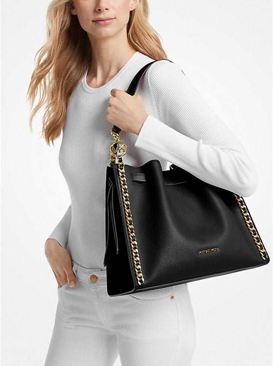 Michael Kors Mina Large Chain Shoulder Bag -BLACK