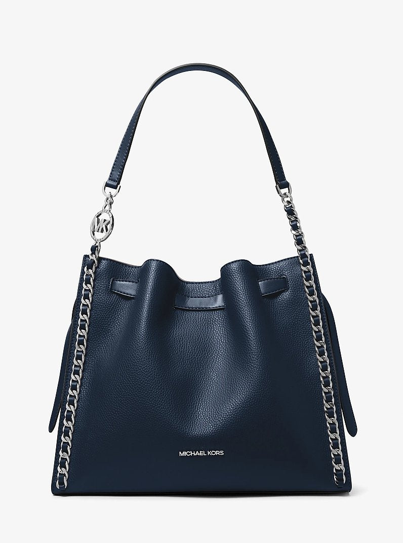 Michael Kors Mina Large Chain Shoulder Bag - NAVY