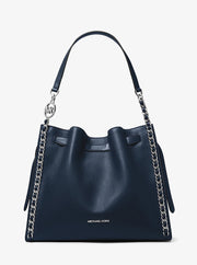 Michael Kors Mina Large Chain Shoulder Bag - NAVY