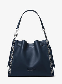 Michael Kors Mina Large Chain Shoulder Bag - NAVY