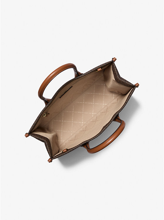 Michael Kors Mirella Medium Signature Logo Tote Bag Brown